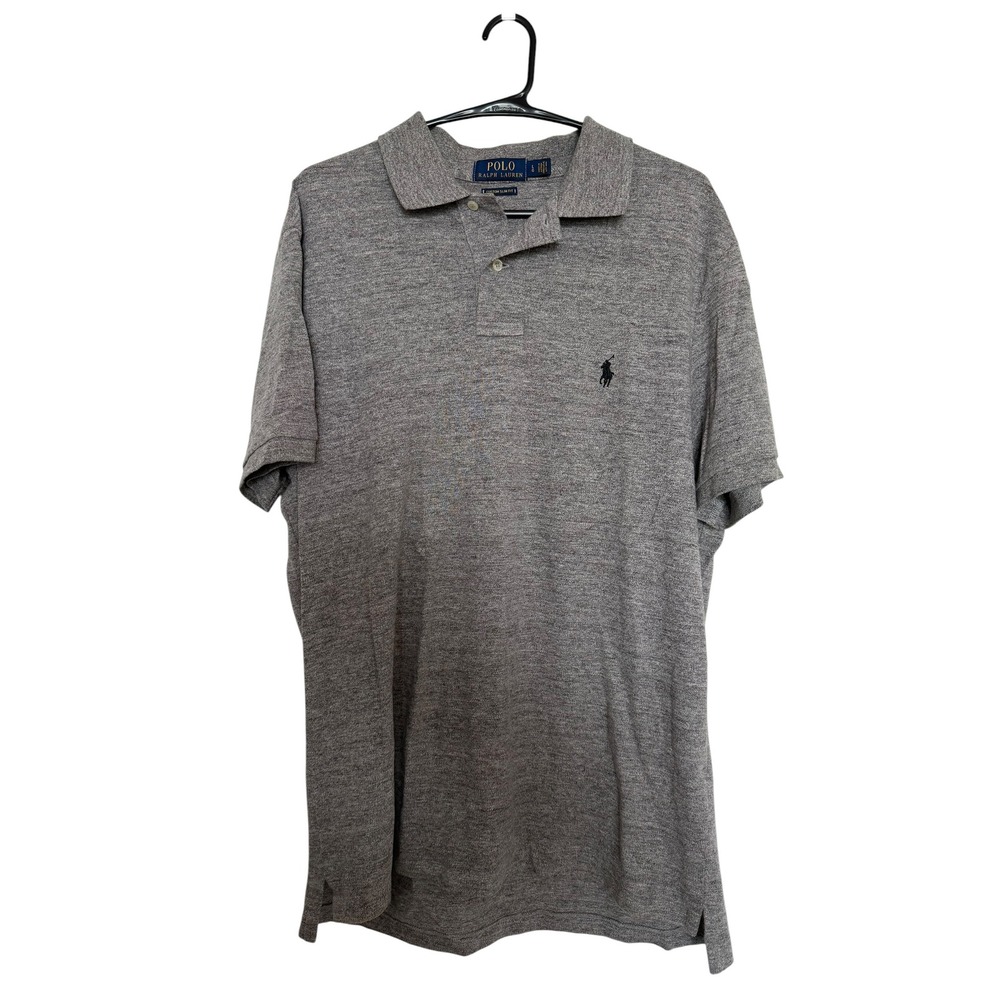 Polo Ralph Lauren Mens Custom Slim Fit Polo Shirt Heather Grey Large L Short Slv